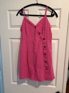American Eagle Outfitters Hot Pink Button-Front Mini Dress